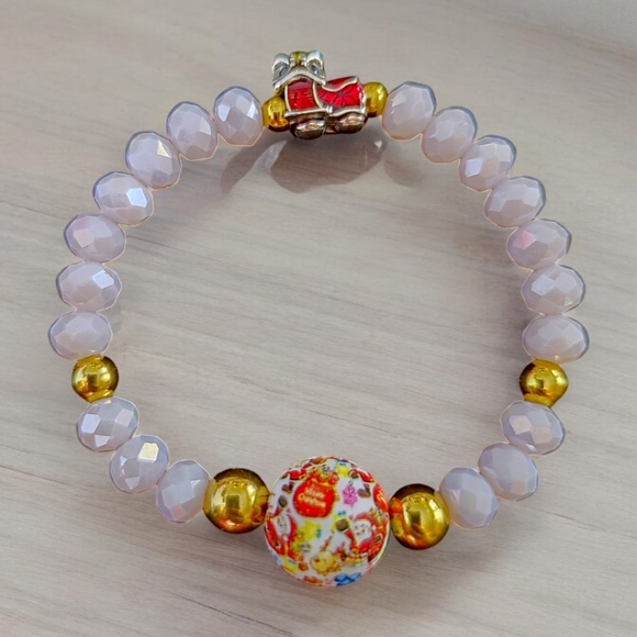 Set of two Christmas bracelets. Austrian crystals. Silicone main bead and 18k... - Picture 4 of 10